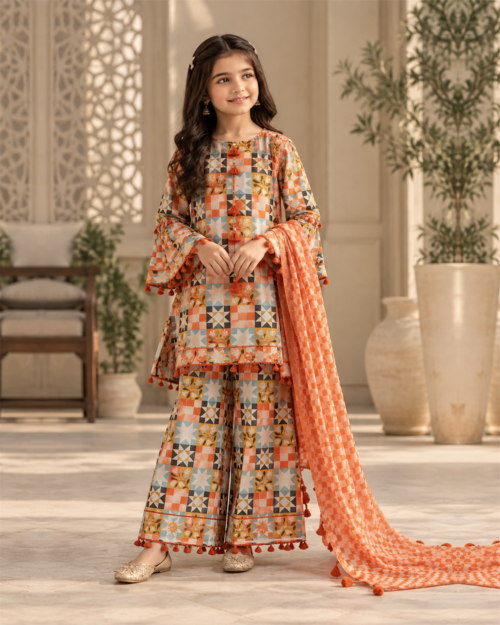 LILI-A142 Origami base 2 Piece - Printed Lawn Suit