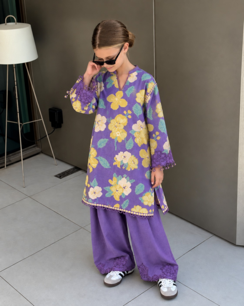 2 Piece – Printed Embroidered Suit
