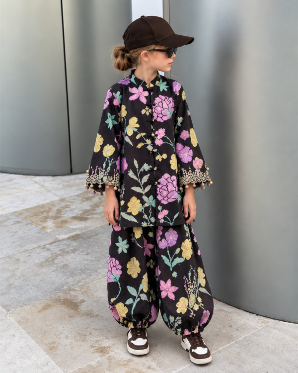 2 Piece – Printed Embroidered Suit