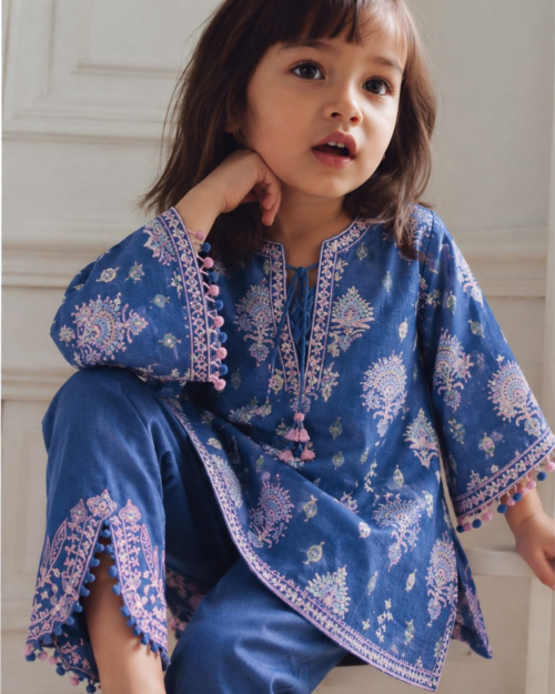 2 Piece – Printed Embroidered Suit